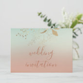 Roos Blue Gold Ombre Pastel Kaart (Staand voorkant)