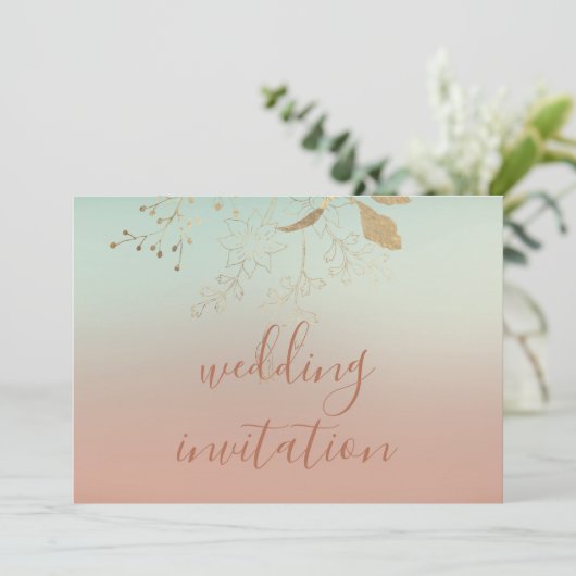 Roos Blue Gold Ombre Pastel Kaart (Staand voorkant)