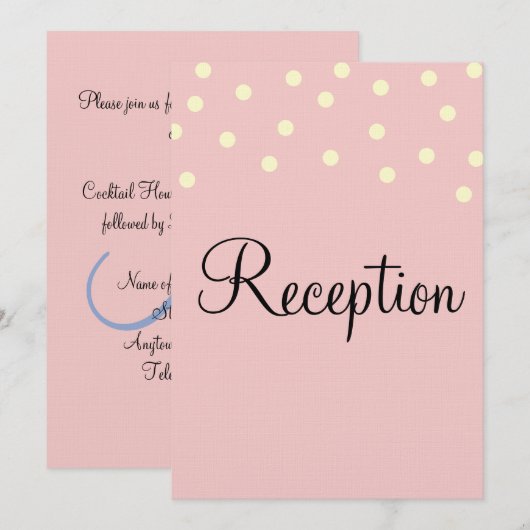 Roos Blue Monogram Receptie Kaart (Voorkant / Achterkant)