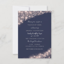 Roos Blue Navy Glitter Vrijgezellenfeest Birthday  Kaart