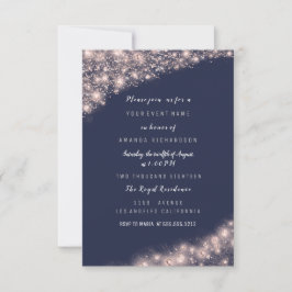 Roos Blue Navy Glitter Vrijgezellenfeest Birthday  Kaart