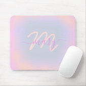 Roos Blue Pastels Ombre Name Heart Monogram Muismat (Met muis)