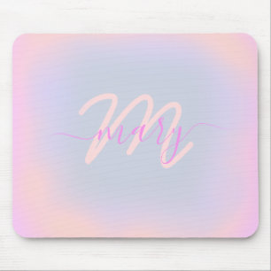 Roos Blue Pastels Ombre Name Heart Monogram Muismat