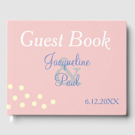 Roos Blue Polka Dots Heart Wedding Gastenboek