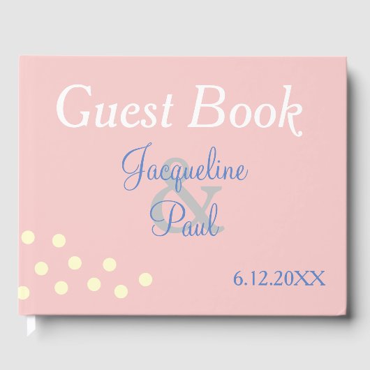 Roos Blue Polka Dots Heart Wedding Gastenboek (Voorkant)