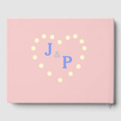 Roos Blue Polka Dots Heart Wedding Gastenboek (Achterkant)
