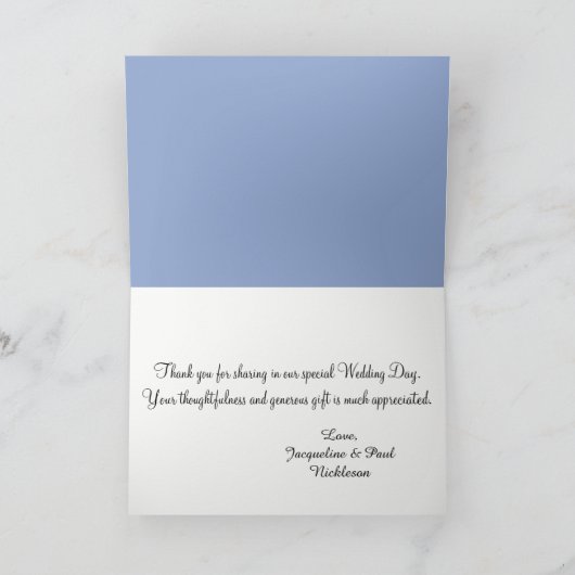 Roos Blue Polka Dots Wedding Bedankkaart (Binnen)