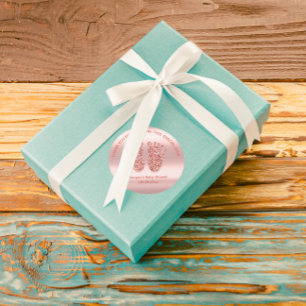 Roos Blus Glitter Feet Baby shower Favor Bedankt Ronde Sticker