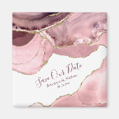 Roos Blush Agate Save the Date Magneet (Voorkant)