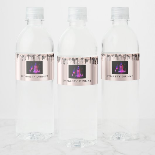 Roos Blush Black Drids Dynasty Drinken Event Logo Waterfles Etiket (Flessen)
