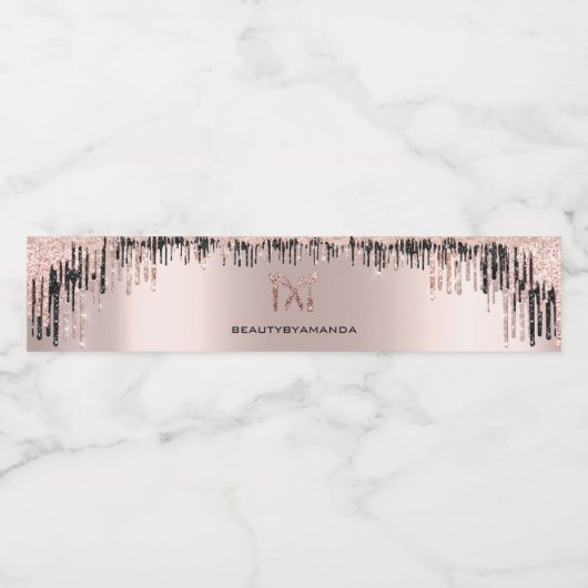 Roos Blush Black Drift Hairdresser Makeup Logo Waterfles Etiket (Enkel label)