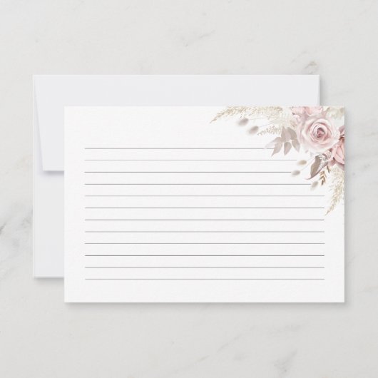 Roos Blush Bloemen Vrijgezellenfeest Recept Kaart (Achterkant)