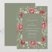 Roos Blush Botanische Romantische Bruiloft Kaart (Voorkant / Achterkant)