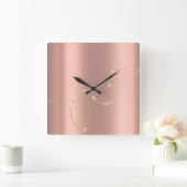 Roos Blush Crystals Frozen Glass Infinity Diamonds Vierkante Klok (Huis)