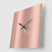 Roos Blush Crystals Frozen Glass Infinity Diamonds Vierkante Klok (Hoek)