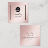 Roos Blush Custom Logo Framed Make-up Artiest Vierkante Visitekaartje (Voorkant / Achterkant)
