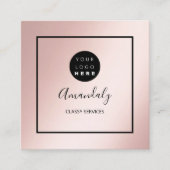 Roos Blush Custom Logo Framed Make-up Artiest Vierkante Visitekaartje (Voorkant)