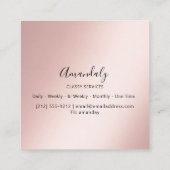 Roos Blush Custom Logo Framed Make-up Artiest Vierkante Visitekaartje (Achterkant)