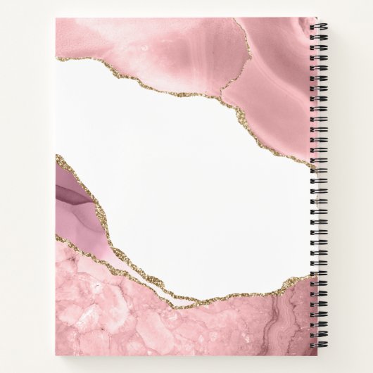 Roos Blush en goudglitterAgate Notitieboek (Achterkant)