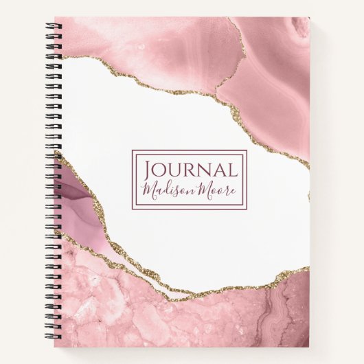 Roos Blush en goudglitterAgate Notitieboek (Voorkant)