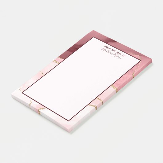 Roos Blush en goudglitterAgate Post-it® Notes (Schuin)