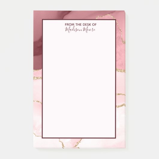 Roos Blush en goudglitterAgate Post-it® Notes (Voorkant)