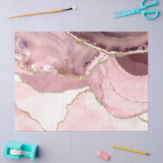 Roos Blush en goudglitterAgate Tissuepapier (Craft)