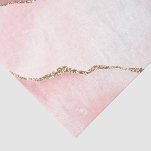Roos Blush en goudglitterAgate Tissuepapier (Detail)