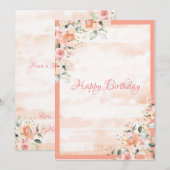 Roos Blush Floral Script Waterverf Vrouw (Voorkant / Achterkant)