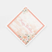 Roos Blush Floral Waterverf Moderne Typografie Servet (Hoek)