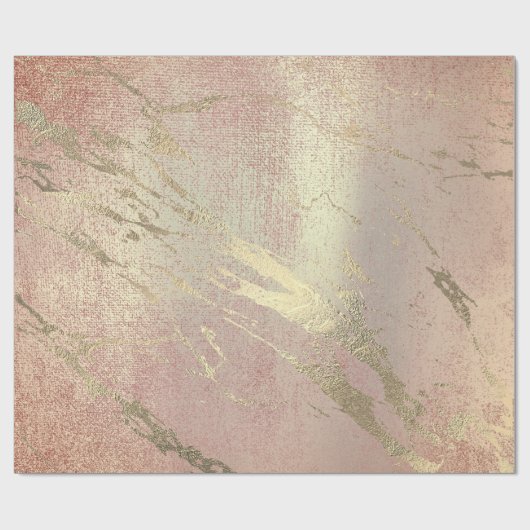 Roos Blush Foxier Skin Gold Marble Shiny VIP Cadeaupapier (Vlak)