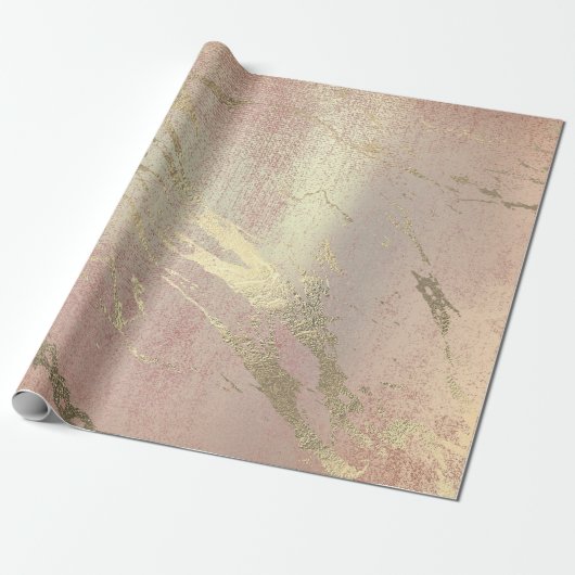 Roos Blush Foxier Skin Gold Marble Shiny VIP Cadeaupapier (Uitgerold)