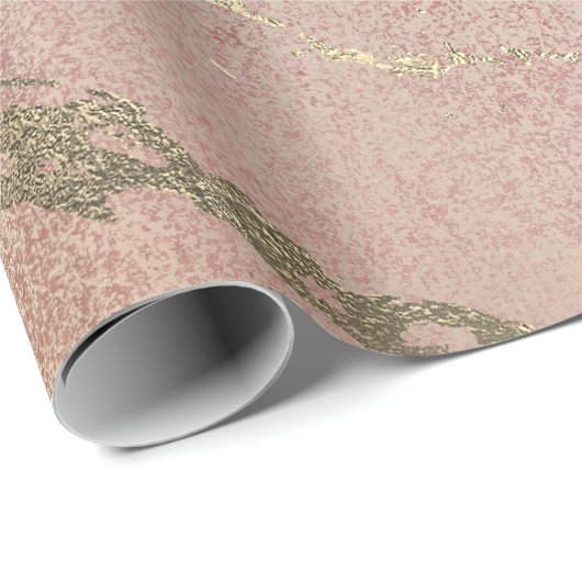 Roos Blush Foxier Skin Gold Marble Shiny VIP Cadeaupapier (Rol Hoek)