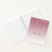 Roos Blush Glitter Baby Girl Script Elegant  Notitieboek (Binnen)