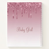 Roos Blush Glitter Baby Girl Script Elegant  Notitieboek (Achterkant)