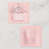 Roos Blush Glitter Cloth Hanger Jewelry Mode Vierkante Visitekaartje (Voorkant / Achterkant)