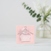 Roos Blush Glitter Cloth Hanger Jewelry Mode Vierkante Visitekaartje (Staand voorkant)