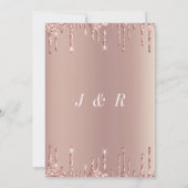 Roos Blush Glitter Drift Rings Wedding Invitation (Achterkant)
