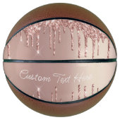 Roos Blush Glitter Drivers Aangepaste tekst Basket Basketbal (Voorkant)