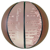 Roos Blush Glitter Drivers Aangepaste tekst Basket Basketbal (Verticaal)