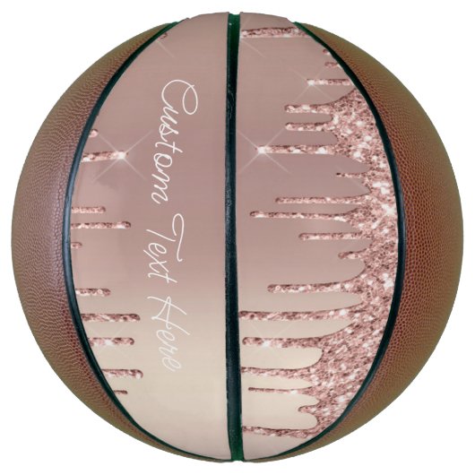 Roos Blush Glitter Drivers Aangepaste tekst Basket Basketbal (Verticaal)