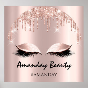 Roos Blush Glitter druist Eyelash Makeup Hairdress Poster