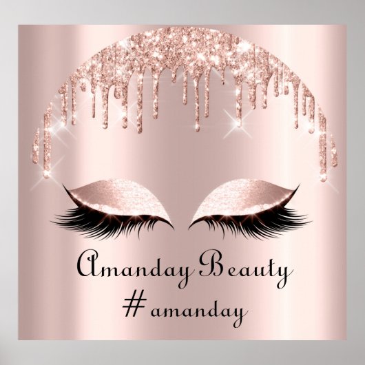 Roos Blush Glitter druist Eyelashes Makeup Hair Poster (Voorkant)