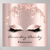 Roos Blush Glitter drukt de Eyelash Makeup-nagels  Poster (Voorkant)