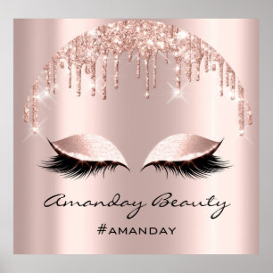 Roos Blush Glitter drukt de Eyelash Makeup-nagels Poster