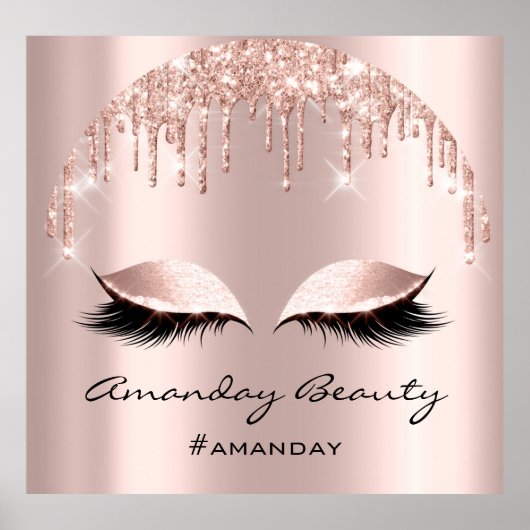 Roos Blush Glitter drukt de Eyelash Makeup-nagels Poster (Voorkant)