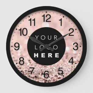 Roos Blush Glitter Moderne Aangepaste Logo Grote Klok