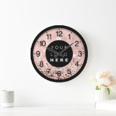 Roos Blush Glitter Moderne Aangepaste Logo Grote Klok (Huis)