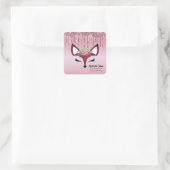 Roos Blush Glitter Paint Girly Fox Envelope Seal Vierkante Sticker (Tas)