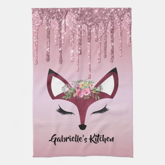 Roos Blush Glitter Paint Girly Fox Theedoek (Verticaal)